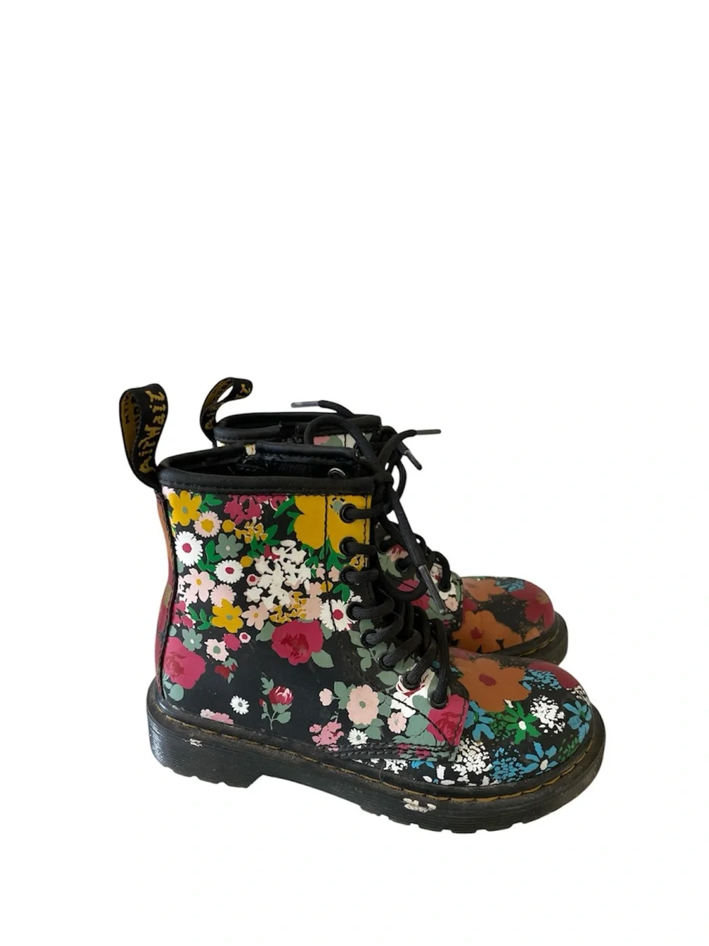 Dr Martens YOUTH 1460 FLORAL MASH UP LEATHER LACE UP BOOTS Size 12
